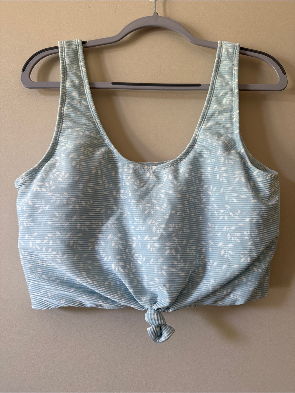Light Blue Floral Tie-Knot Bikini Top and High Waist bottom
